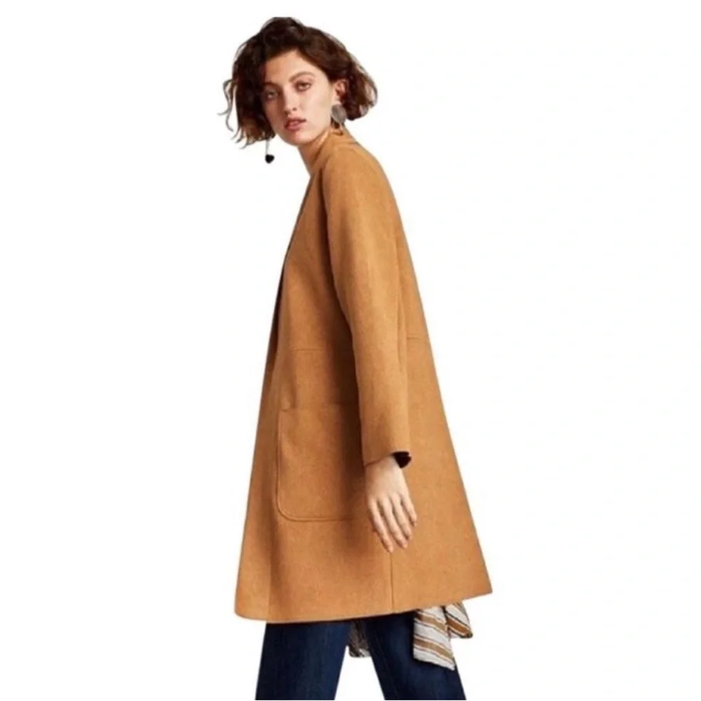 RARE! FALL FINDS TRUE AUTUMN - NWT Zara Faux Suede Coat / Duster, Gray, sz S